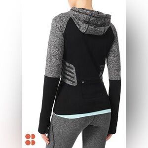 Sweaty Betty Black and Heather Gray Hooded Athletic Pullover